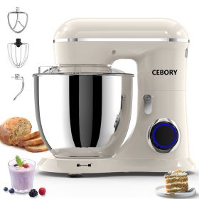 3-IN-1 Electric Stand Mixer, 660W 10-Speed With Pulse Button, Attachments Include 6.5QT Bowl, Dough Hook, Beater, Whisk For Most Home Cooks, Almo (Color: White)