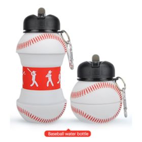 Sports Water Bottle, Silicone Collapsible Spherical Drinking Mug, Leak-proof Squeezable Shockproof, Basketball Soccer Baseball Billiards Volleyba (Option: L)