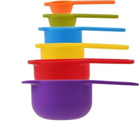 6PCS Measuring Cups And Spoons, Little Cook Colorful Measuring Cups And Spoons Set, Stackable Measuring Spoons, Nesting Plastic Measuring Cups,Di (Option: Six)