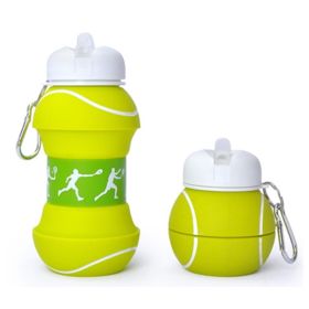 Sports Water Bottle, Silicone Collapsible Spherical Drinking Mug, Leak-proof Squeezable Shockproof, Basketball Soccer Baseball Billiards Volleyba (Option: D)