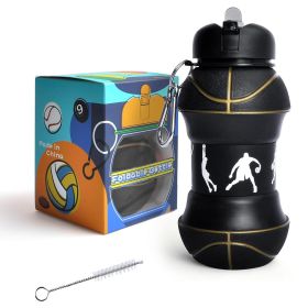 Sports Water Bottle, Silicone Collapsible Spherical Drinking Mug, Leak-proof Squeezable Shockproof, Basketball Soccer Baseball Billiards Volleyba (Option: C)